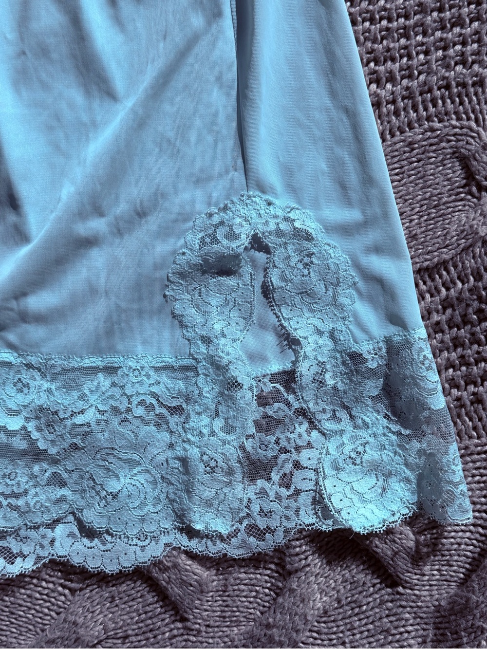 Vanity Fair Light Aqua Lace-Hem Half Slip Skirt - Picture 3 of 5